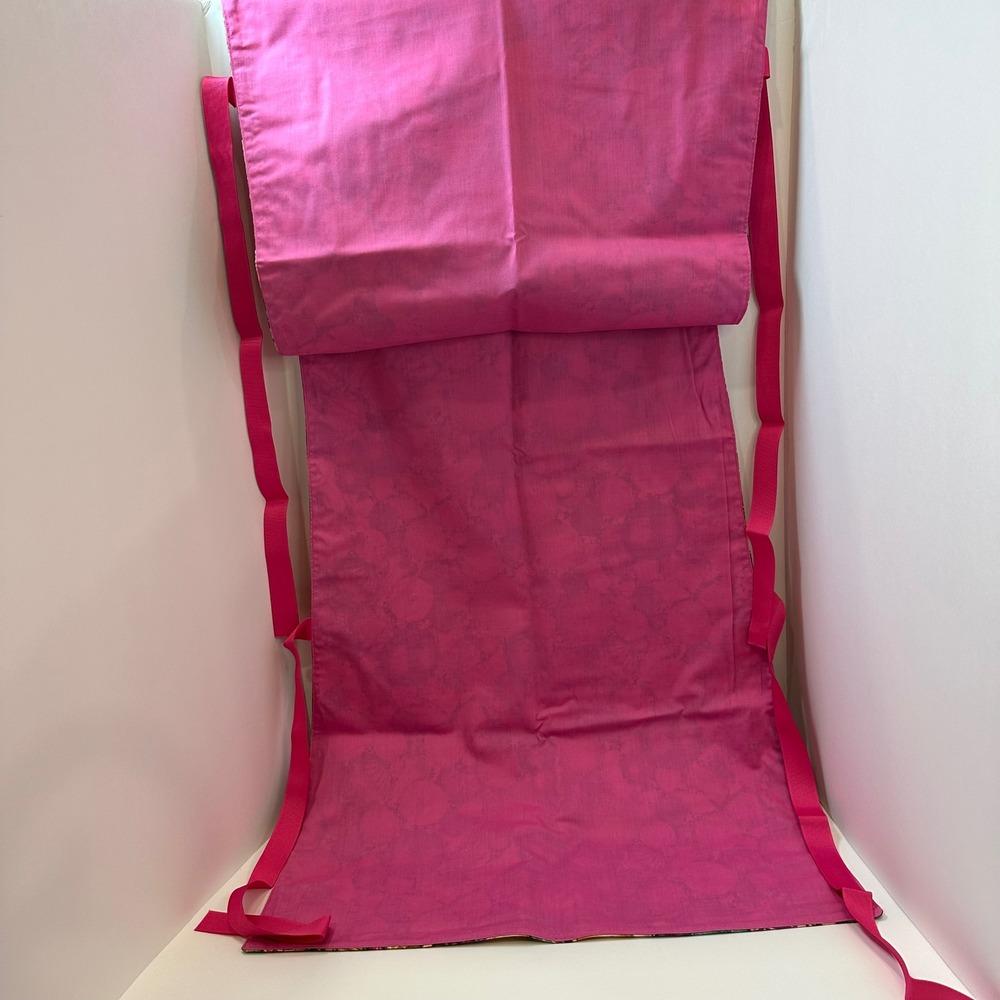 Handmade Christmas Ornament Print Tabard Apron Pink Ribbon Side Ties Lined‎ - Picture 9 of 10